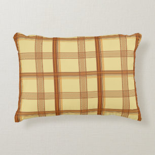 Warm Caramel Brown Plaid Aesthetic Decorative Cushion
