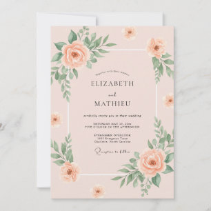 Warm Champagne Peony Wedding Invitation