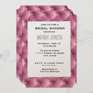 Warm Chic Pink Faux Velvet Bridal Shower Invitation