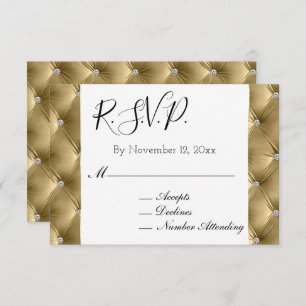 Warm Chic Soft Pretty Gold Velvet Wedding RSVP Enclosure Card