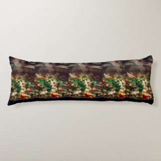 Warm Chicken Soup Steam Art – Rustic Home Cooking Body Cushion