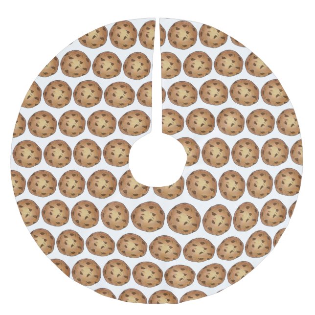 Warm Chocolate Chip Cookies Snack Food Bakery Brushed Polyester Tree Skirt (Front)