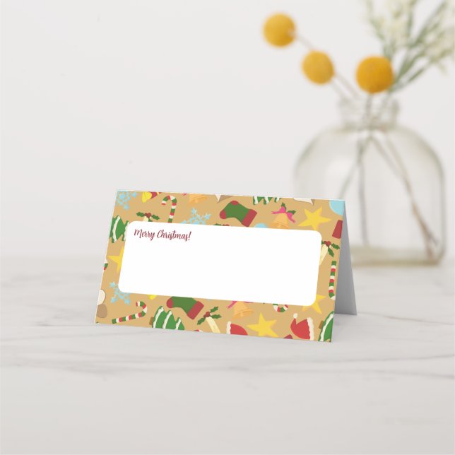 Warm Christmas Place Cards - Dinner Table Decor (Front)