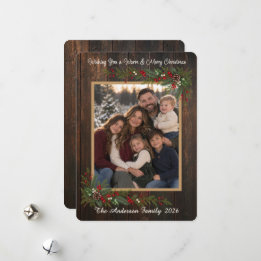 Warm Christmas Wishes Family Photo Holiday Card