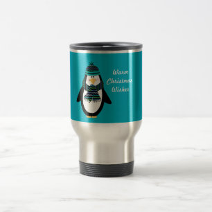 Warm Christmas Wishes Penguin Travel Mug