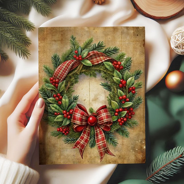 Warm Christmas wreath decoupage paper red green (Warm Christmas wreath decoupage paper red green)