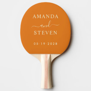Warm Citrus Couple Names with Wedding Date Ping Pong Paddle