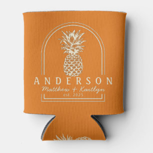 Warm Citrus Pineapple Wedding Arch & Name Can Cooler
