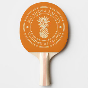 Warm Citrus Pineapple Wedding Crest & Names Ping Pong Paddle
