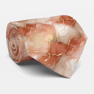 Warm Clay and Taupe Marble - Metallic Lines Tie