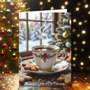 Warm Coffee and Gingerbread Cookies Christmas Card