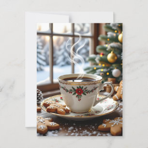 Warm Coffee and Gingerbread Cookies Christmas Postcard