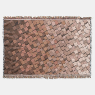 Warm Coffee Geometric 3D Cube Pattern Blanket