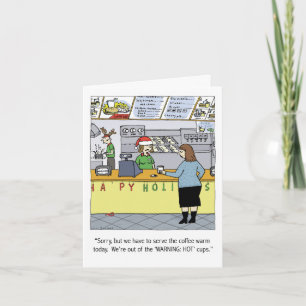 Warm Coffee Holiday Funny Cartoon Christmas Xmas Card
