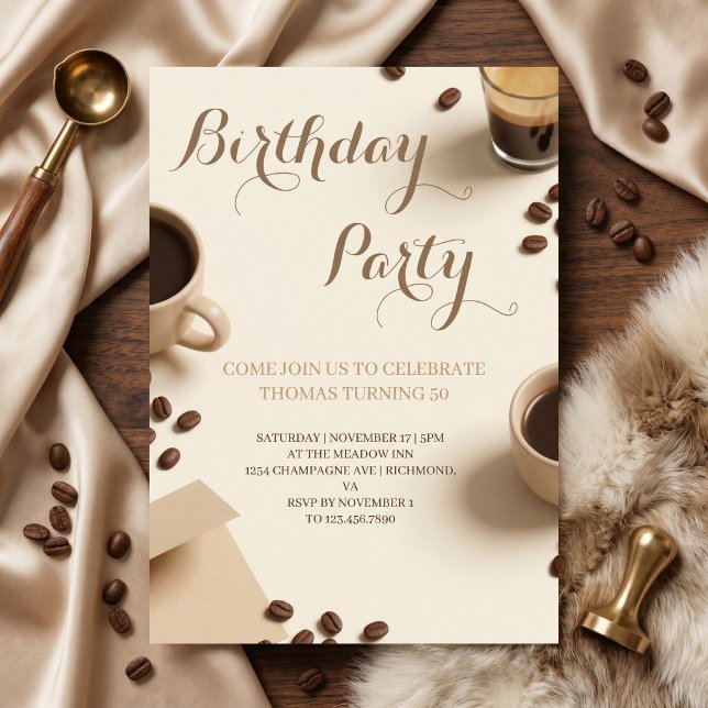 Warm Coffee-Themed Birthday Party Invitation (Creator Uploaded)