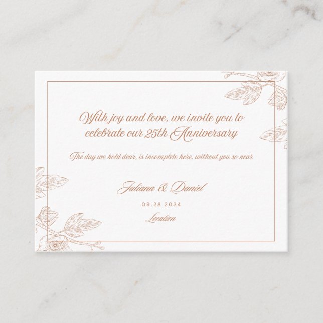 Warm Colour Palette Anniversary Invitation Card (Front)