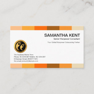Warm Colour Palette Stripes Manpower Recruitment Business Card