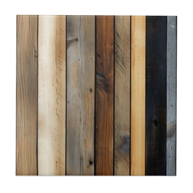 Warm Colour Wooden Board Pattern Tile (Front)