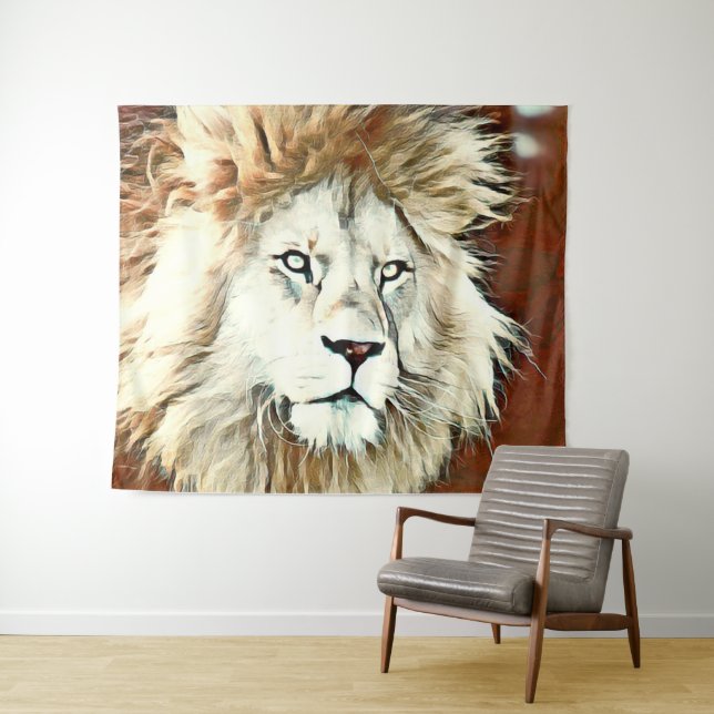 warm coloured animal lion tapestry (In Situ (Horizontal))