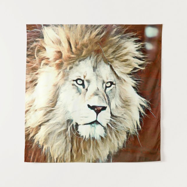 warm coloured animal lion tapestry (Front)