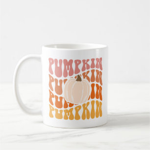 Warm Coloured Fall Retro Pumpkin Text Coffee Mug