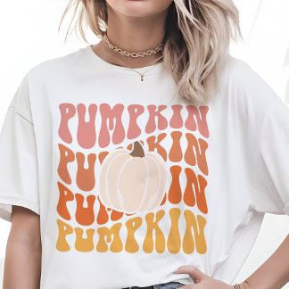 Warm Coloured Fall Retro Pumpkin Text T-Shirt Tri-Blend Shirt