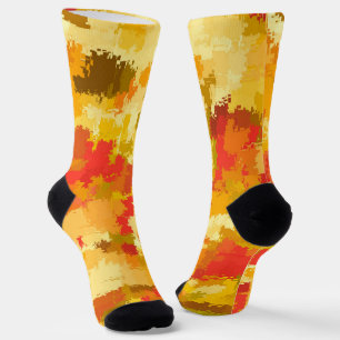 Warm Colourful Brown Orange Yellow Red Pattern Socks