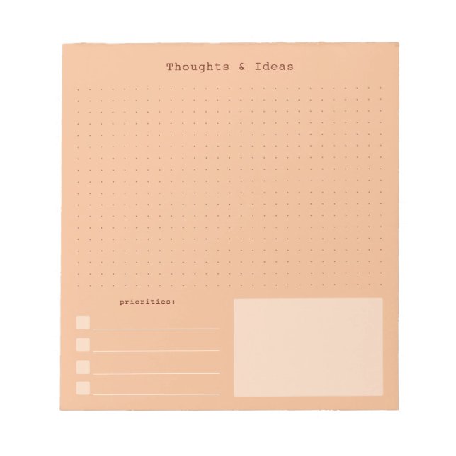 Warm, colourful retro aesthetic Thoughts & Ideas Notepad (Front)