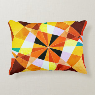 Warm Colours Cool Angular Geometric Shapes Decorative Cushion