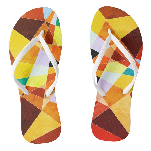 Warm Colours Cool Angular Geometric Shapes Jandals (Footbed)