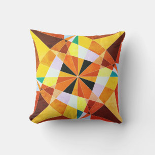Warm Colours Cool Angular Geometric Shapes Outdoor Cushion