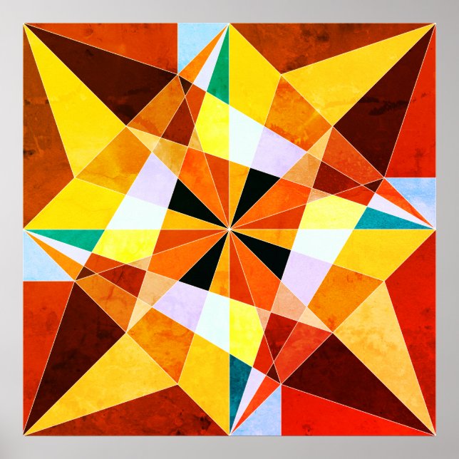 Warm Colours Cool Angular Geometric Shapes Poster (Front)
