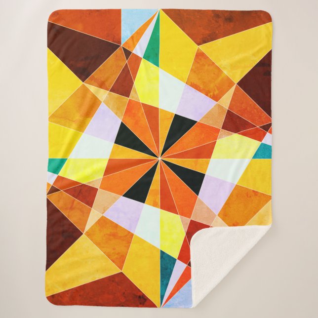Warm Colours Cool Angular Geometric Shapes Sherpa Blanket (Front)