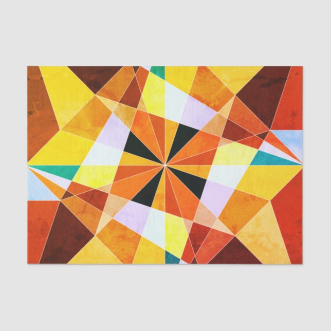 Warm Colours Cool Angular Geometric Shapes Tissue Paper (Front)