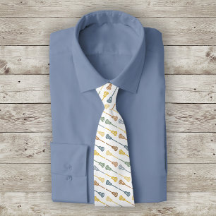 Warm Colours Diagonal Lacrosse Sticks Pattern Tie