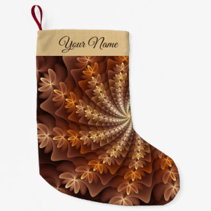 Warm Colours, Modern Abstract Fractal Art Name Small Christmas Stocking