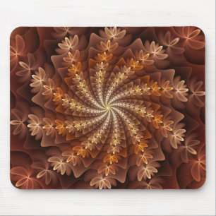 Warm Colours, Modern Abstract Fractal Art Pattern Mouse Pad