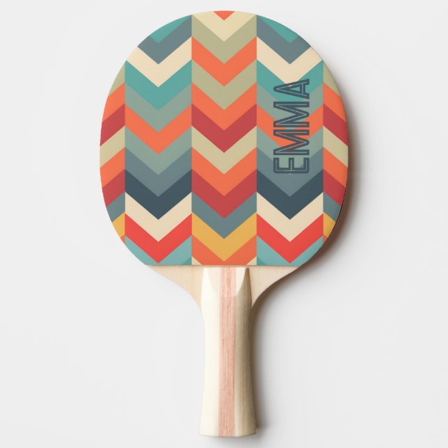 Warm Colours of Chevron Pattern Ping Pong Paddle (Front)