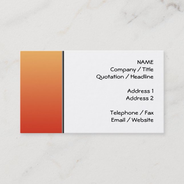Warm colours, plain design. business card (Front)