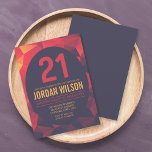 Warm Colours Polygon Modern 21st Birthday Invitation<br><div class="desc">Modern 21st birthday invitation featuring a polygon pattern all in warm colours of orange, red and dark purple. Card includes a coordinating colour back side. Personalise it by replacing the placeholder text to add your information. For more options click the "Customise it" button. *Please note that the Zazzle Watermark that...</div>