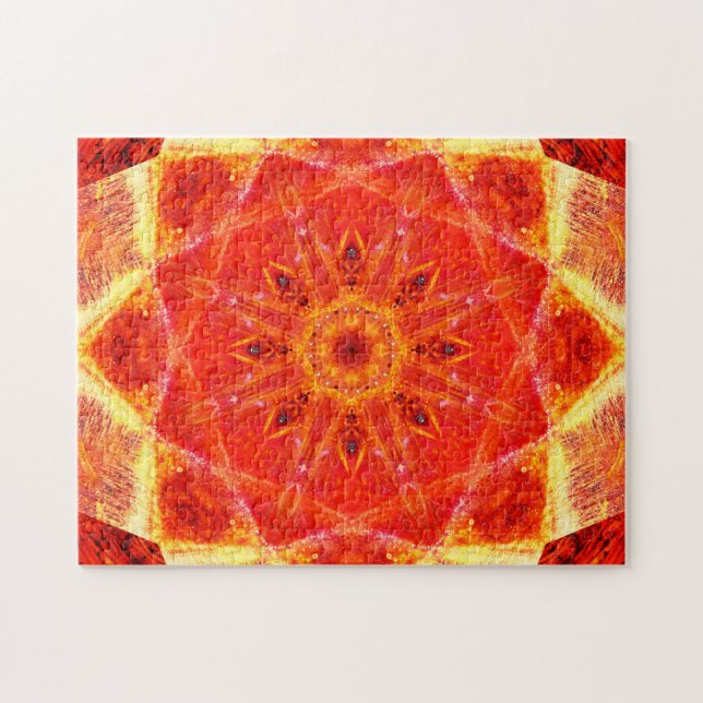 Warm Colours | Star Shapes | Relaxing Mandala Jigsaw Puzzle (Horizontal)