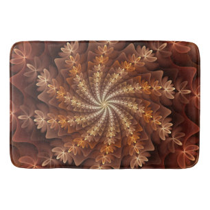 Warm Colours, Trippy Modern Fractal Art Pattern Bath Mat