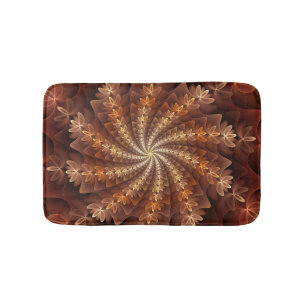 Warm Colours, Trippy Modern Fractal Art Pattern Bath Mat
