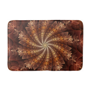 Warm Colours, Trippy Modern Fractal Art Pattern Bath Mat