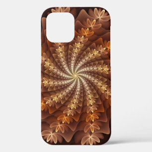 Warm Colours, Trippy Modern Fractal Art Pattern iPhone 12 Pro Case