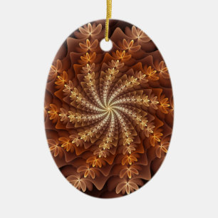 Warm Colours, Trippy Modern Fractal Art Pattern Ceramic Tree Decoration