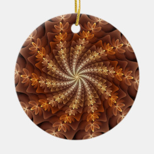 Warm Colours, Trippy Modern Fractal Art Pattern Ceramic Tree Decoration