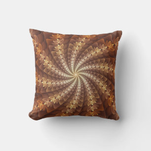 Warm Colours, Trippy Modern Fractal Art Pattern Cushion