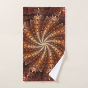 Warm Colours, Trippy Modern Fractal Art Pattern Hand Towel