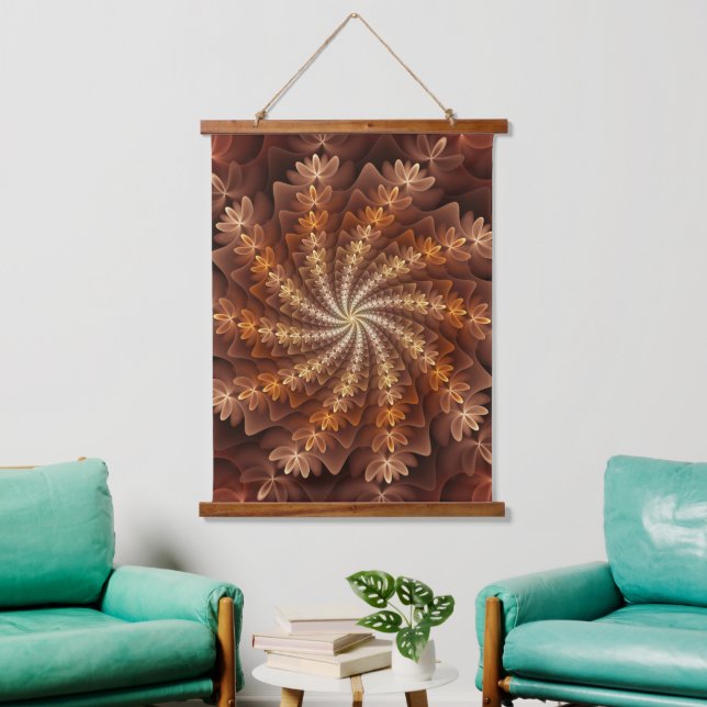 Warm Colours, Trippy Modern Fractal Art Pattern Hanging Tapestry (Living Room)